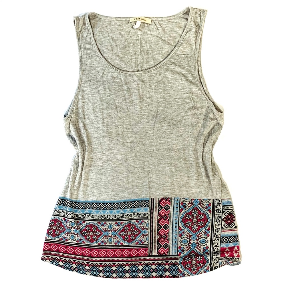 Cozy Casual Tank Top w/ Boho Pattern SzM